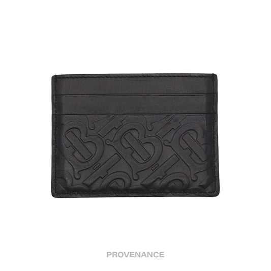 🔴 Burberry TB Monogram Card Holder Wallet - Embossed Black