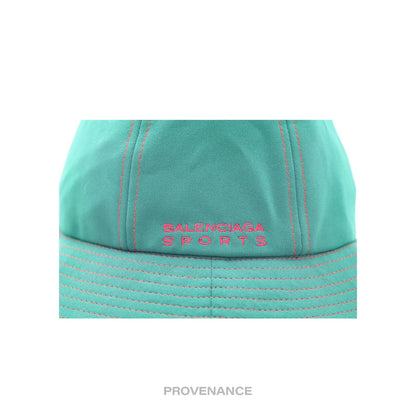 🔴 Balenciaga Sports Logo Embroidered Bucket Hat - Green Red