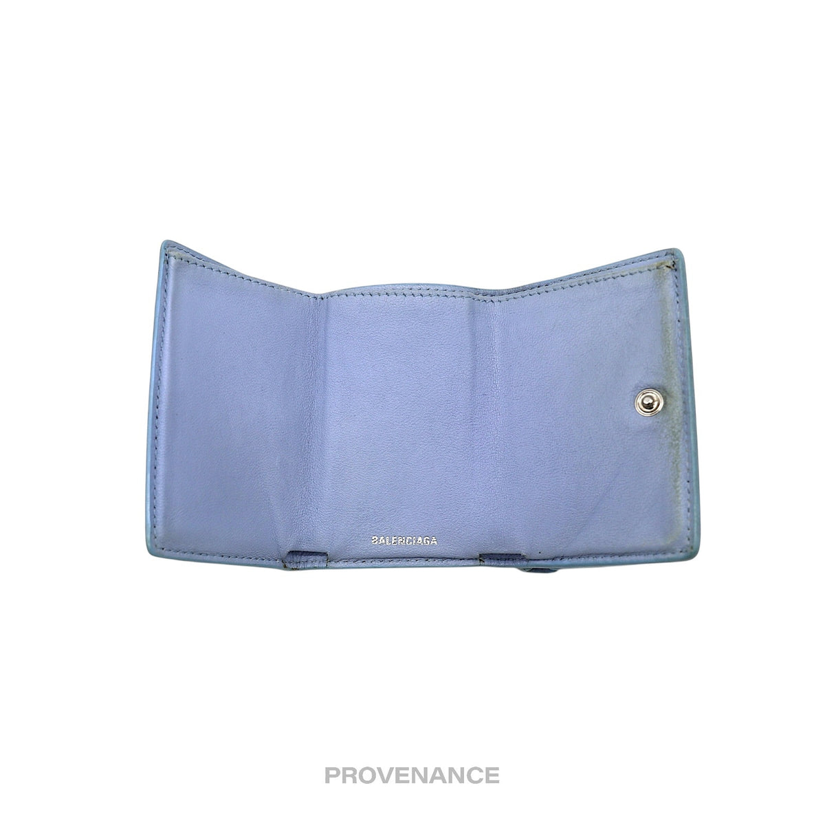 🔴 Balenciaga Papier Mini Card Wallet - Clouds Blue Leather