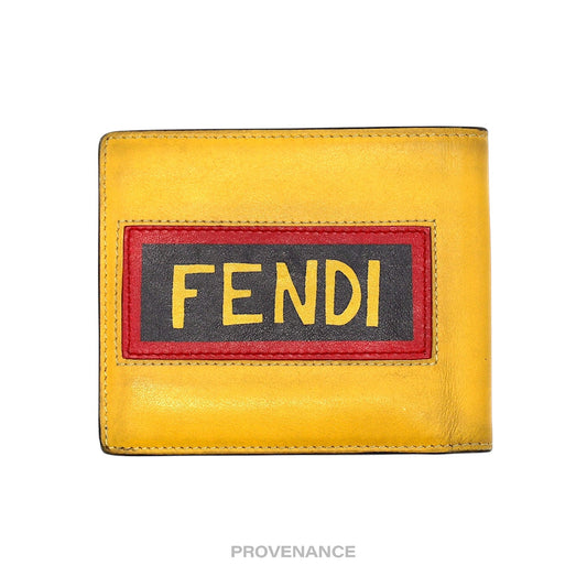 🔴 Fendi Think Bifold 8CC Wallet - Yellow/Black Leather