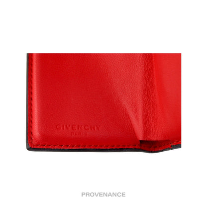 🔴 Givenchy Two Tone Trifold Wallet - Burgundy Leather