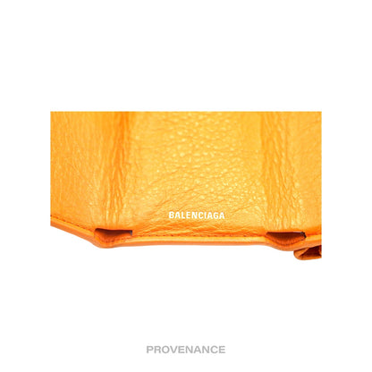 🔴 Balenciaga Logo Print Trifold Wallet - Orange Leather