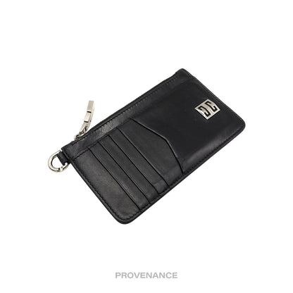 🔴 Givenchy 4G Logo Zip Card Holder Wallet - Black Leather