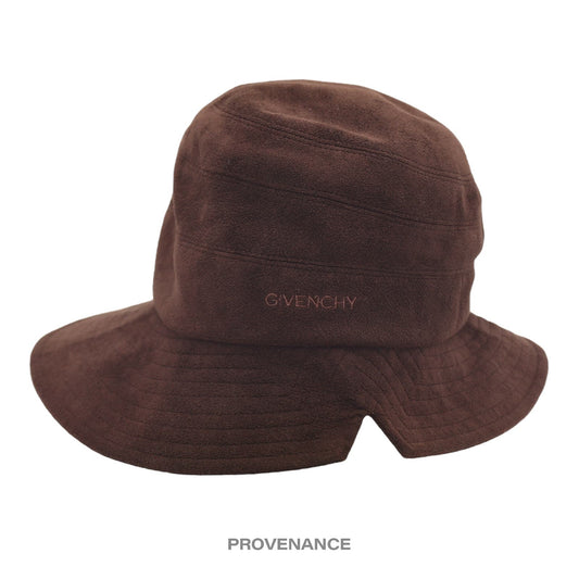 🔴 Givenchy Logo Notch Bucket Hat - Chocolate Microsuede