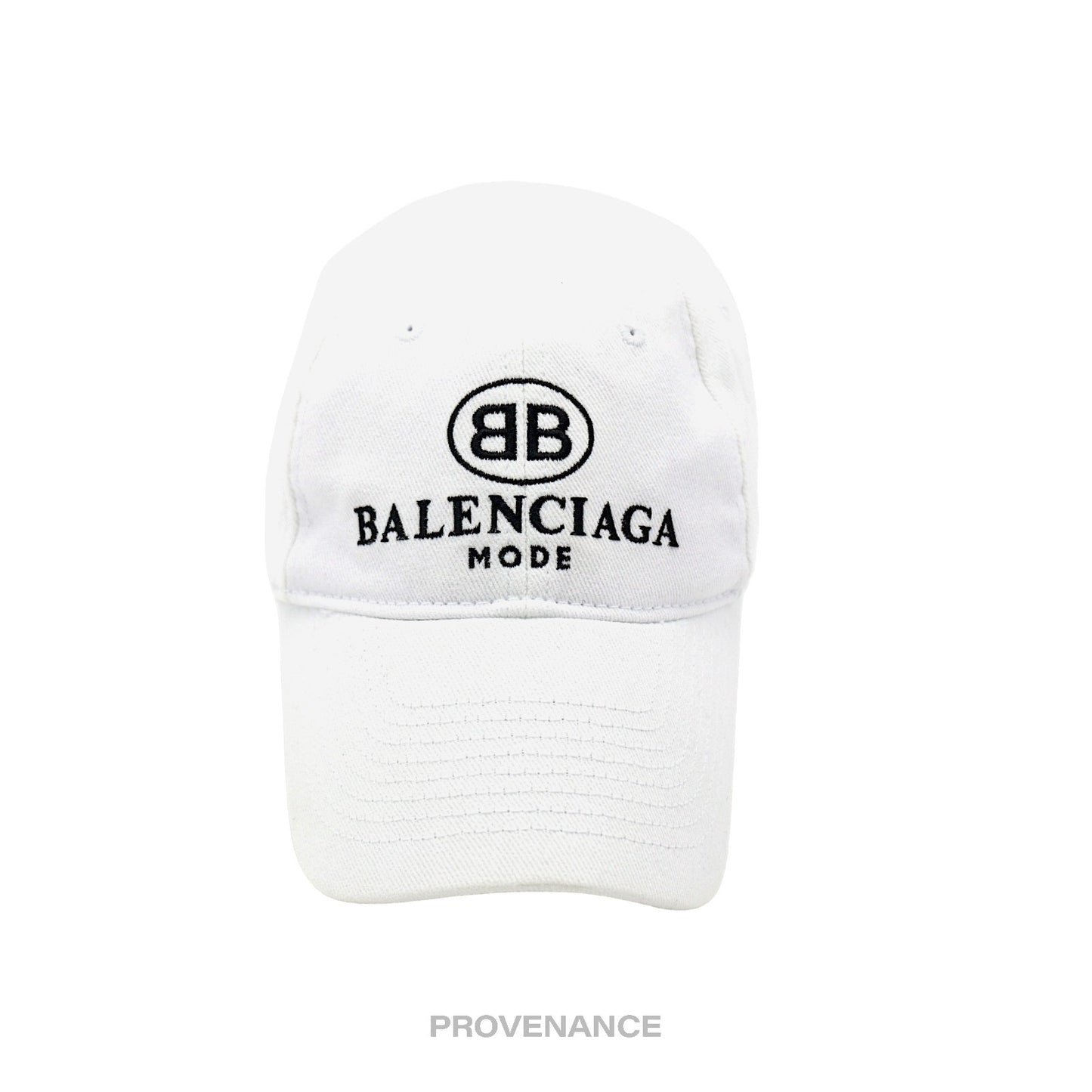 🔴 Balenciaga BB Logo Mode Embroidered Cap Hat - White