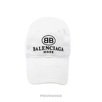 🔴 Balenciaga BB Logo Mode Embroidered Cap Hat - White