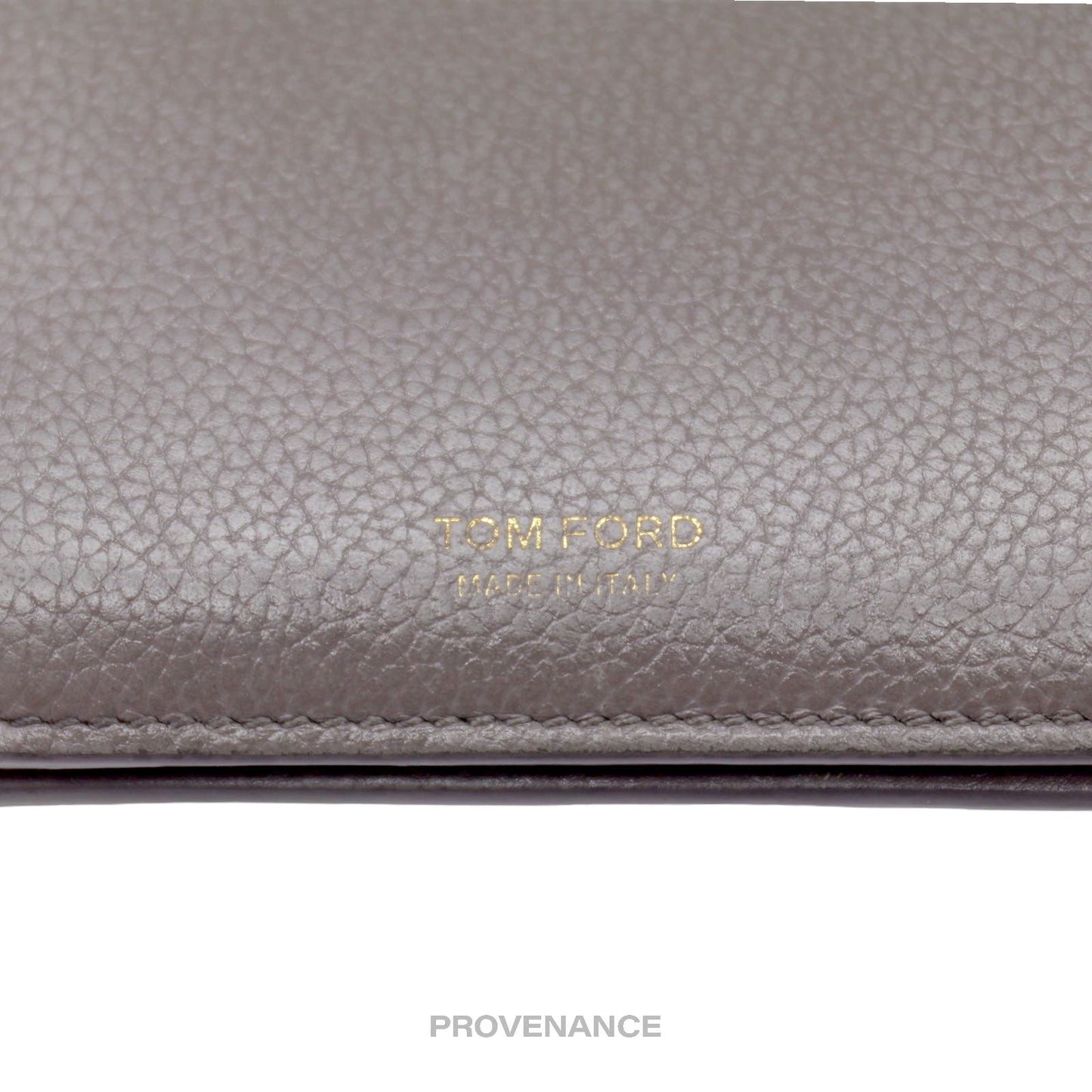 🔴 Tom Ford 8CC Bifold Wallet - Grey Pebble Grain Leather