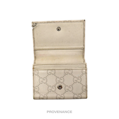 🔴 Gucci Card Wallet - Chalk Guccissima Leather