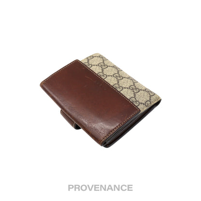 🔴 Gucci Trifold Snap Wallet - GG Supreme Brown