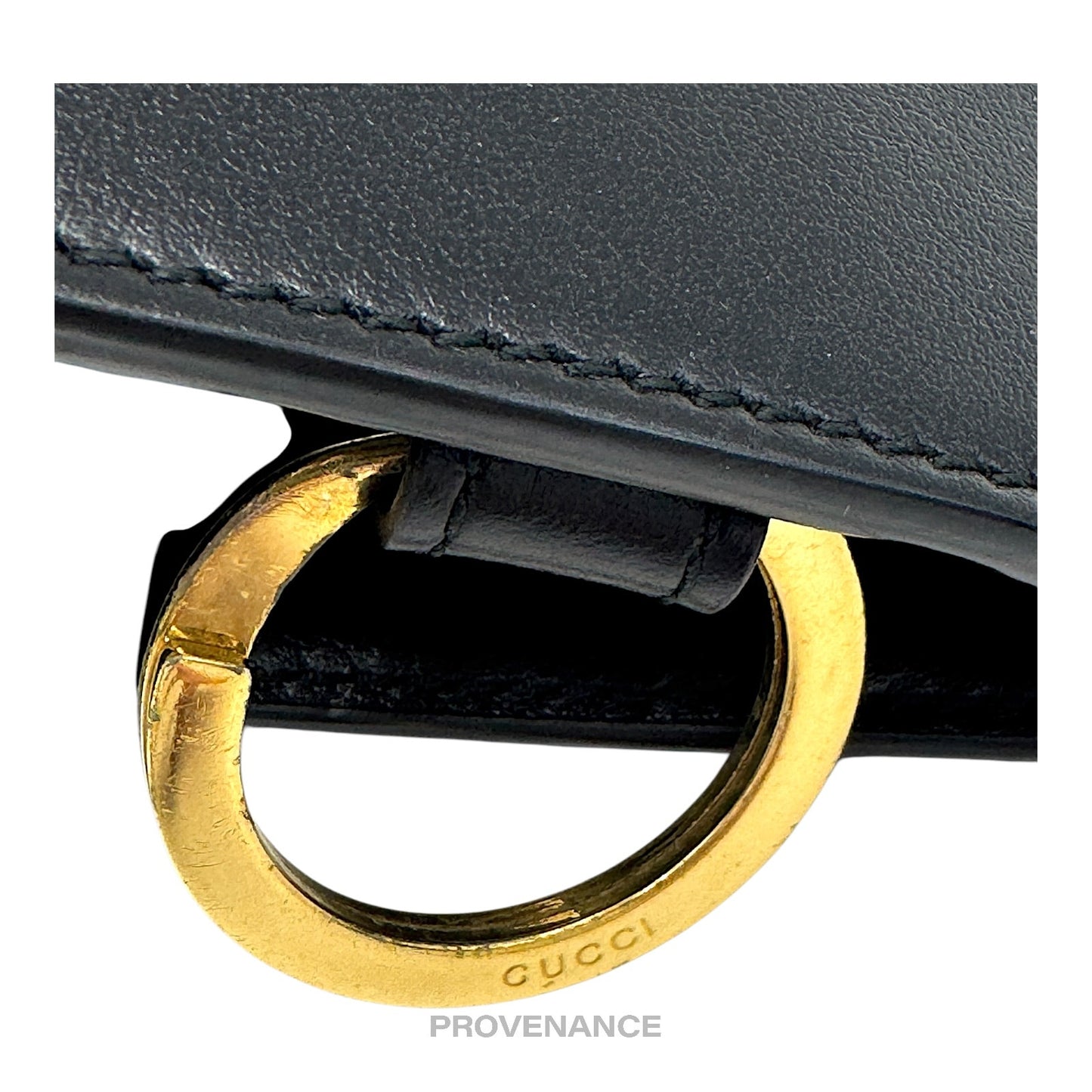 🔴 Gucci GG Vintage Logo 6 Key Holder - Black Leather Gold