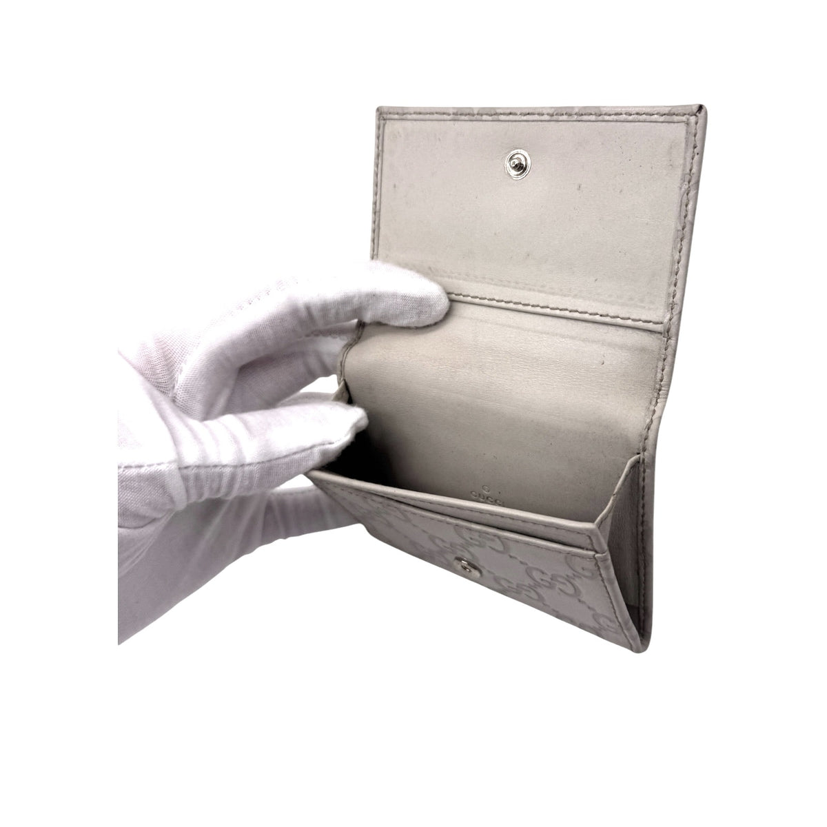 🔴 Gucci Card Wallet - Chalk Guccissima Leather