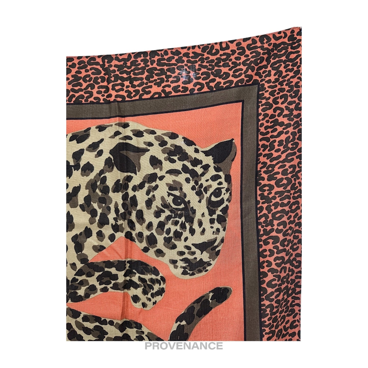 🔴 Yves Saint Laurent YSL Leopard Scarf 105 - Burnt Sienna