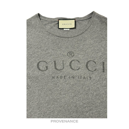 🔴 Gucci Made In Italy Logo T-Shirt - Heather Grey S