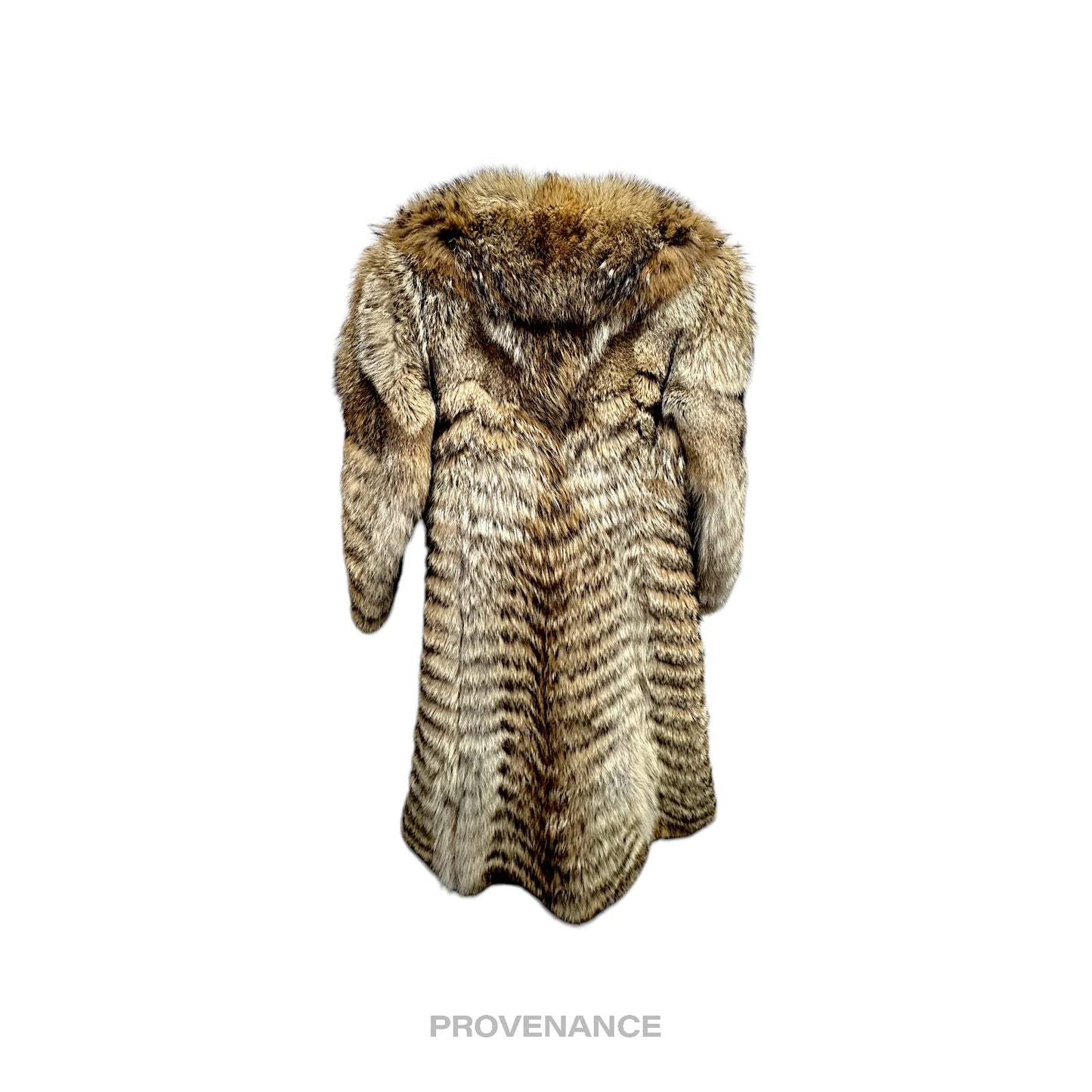 🔴 Coyote Full-Length Fur Coat - Brown Herringbone