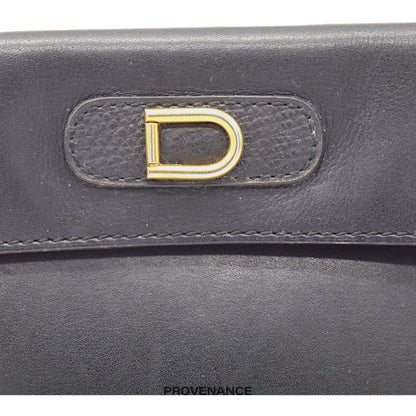 🔴 Delvaux D Clutch Bag - Black Calfskin Leather