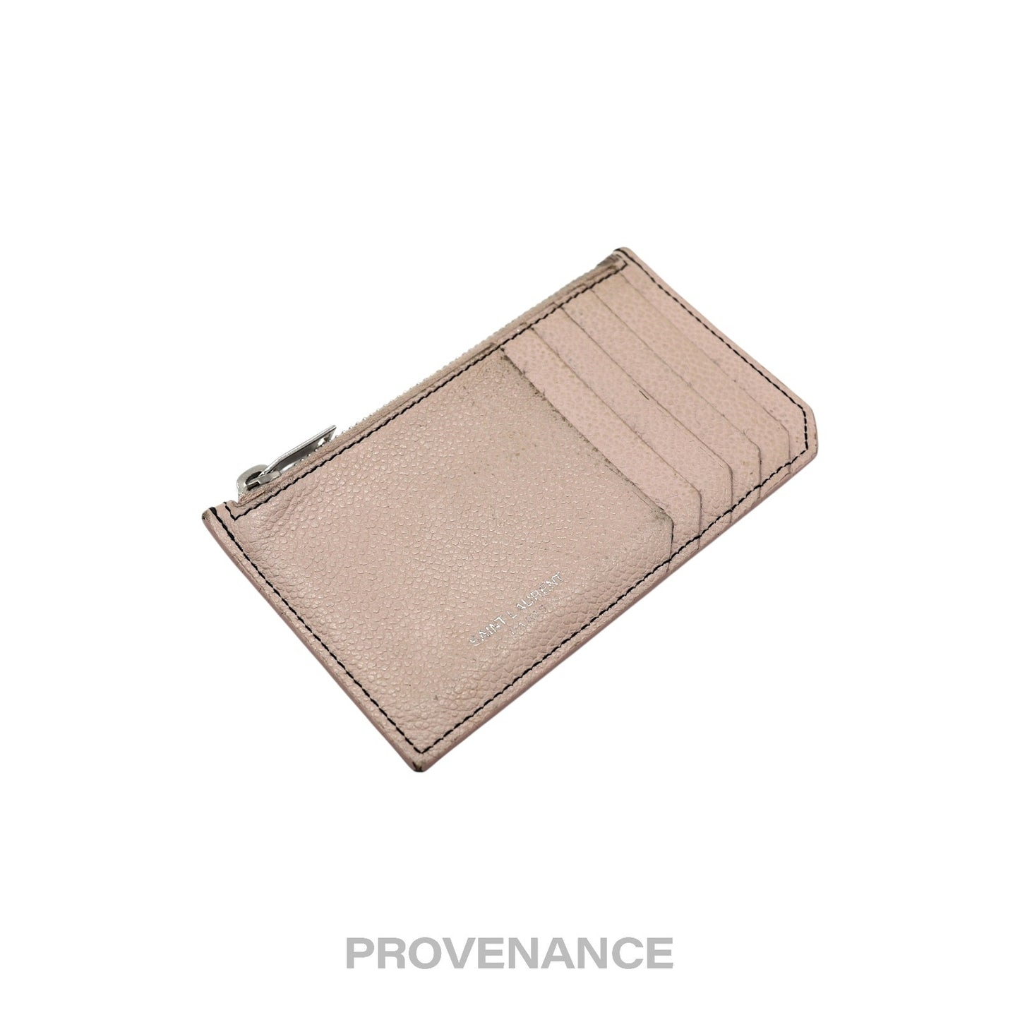 🔴 Saint Laurent Paris SLP Fragment Zip Card Wallet - Powder Pink