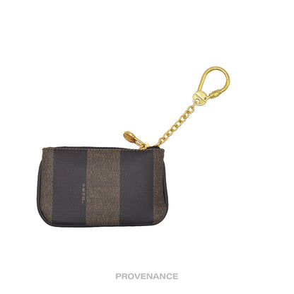 🔴 Fendi FF Pequin Key Pouch Cles - Striped Black