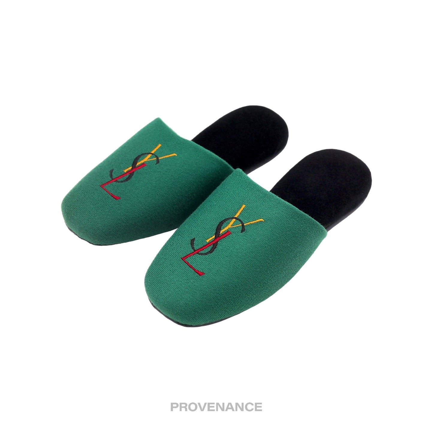 🔴 Yves Saint Laurent YSL Logo Slipper - Green Twill