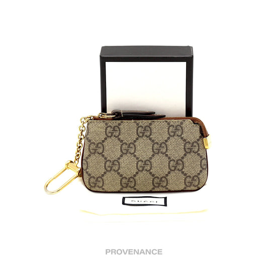 🔴 Gucci Key Pouch Cles - GG Supreme Brown