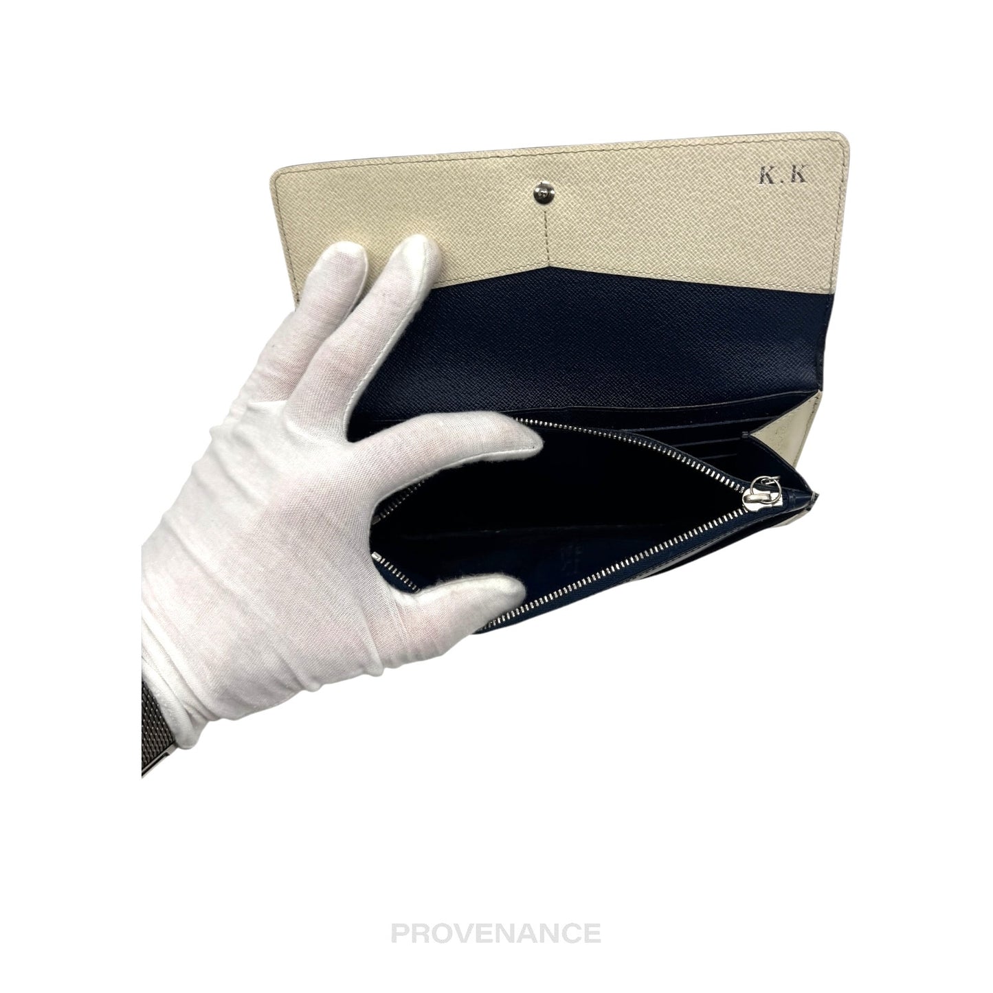 🔴 Louis Vuitton Long Wallet - White Blue Epi Patchwork