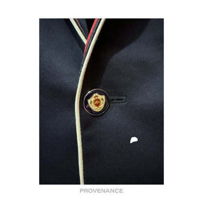 🔴 Gucci Contrast Piping Blazer Jacket Coat - Navy Blue 46