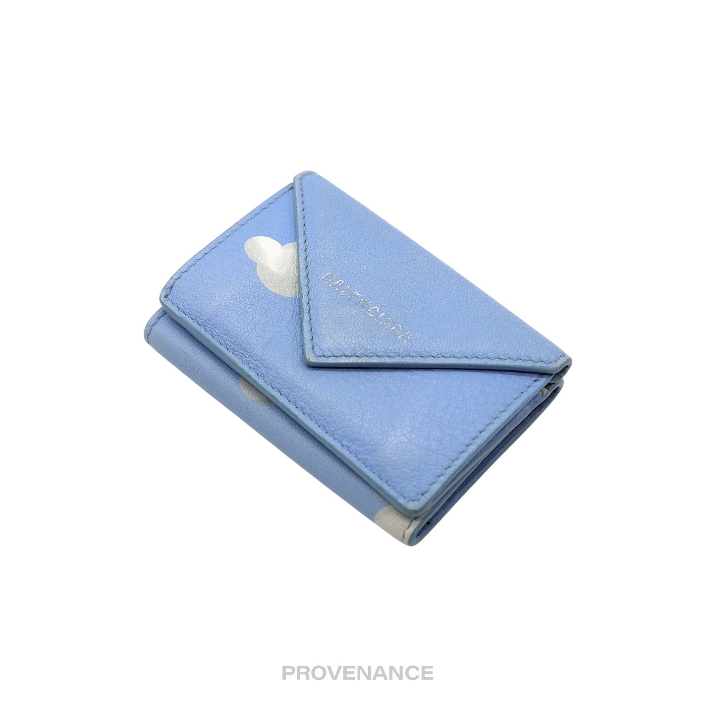 🔴 Balenciaga Papier Mini Card Wallet - Clouds Blue Leather