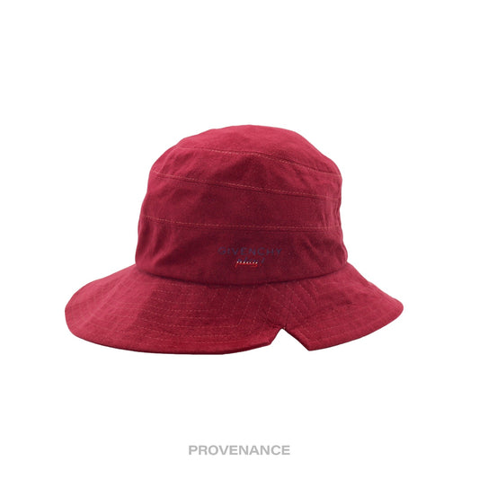 🔴 Givenchy Play Logo Notch Bucket Hat - Wine Microsuede
