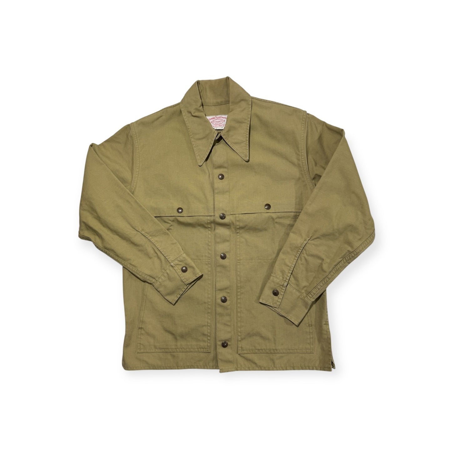 🔴 Filson Dry Tin Cloth Cape Coat 95 Tan USA Vintage SM 38