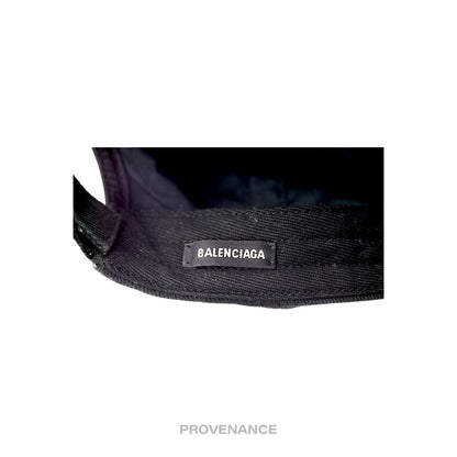 🔴 Balenciaga WFP Embroidered Logo Cap - Black White