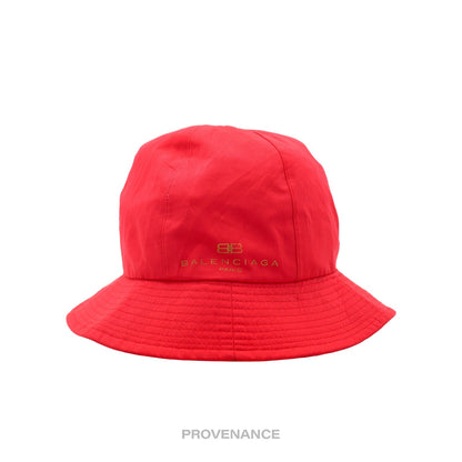 🔴 Balenciaga BB Logo Embroidered Bucket Hat - Red