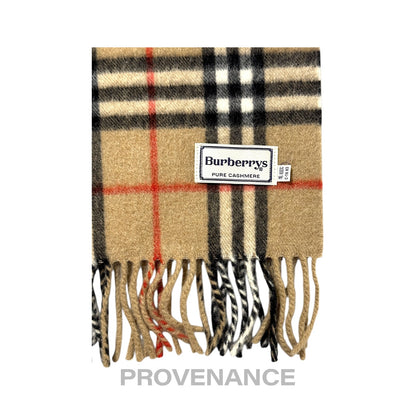 🔴 Vintage Burberrys Scarf Nova Check 100% Cashmere Camel