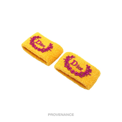 🔴 Dior Wrist Sweat Band Set of 2 - Yellow Fuchsia Terry