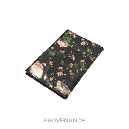 🔴 Givenchy Card Holder Wallet - Floral Black Leather