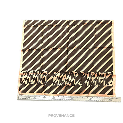 🔴 Christian Dior Logo Moiré Scarf 50 - Black/Blush Striped