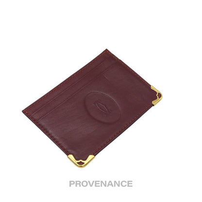 🔴 Cartier Card Holder Wallet - Burgundy Red Leather