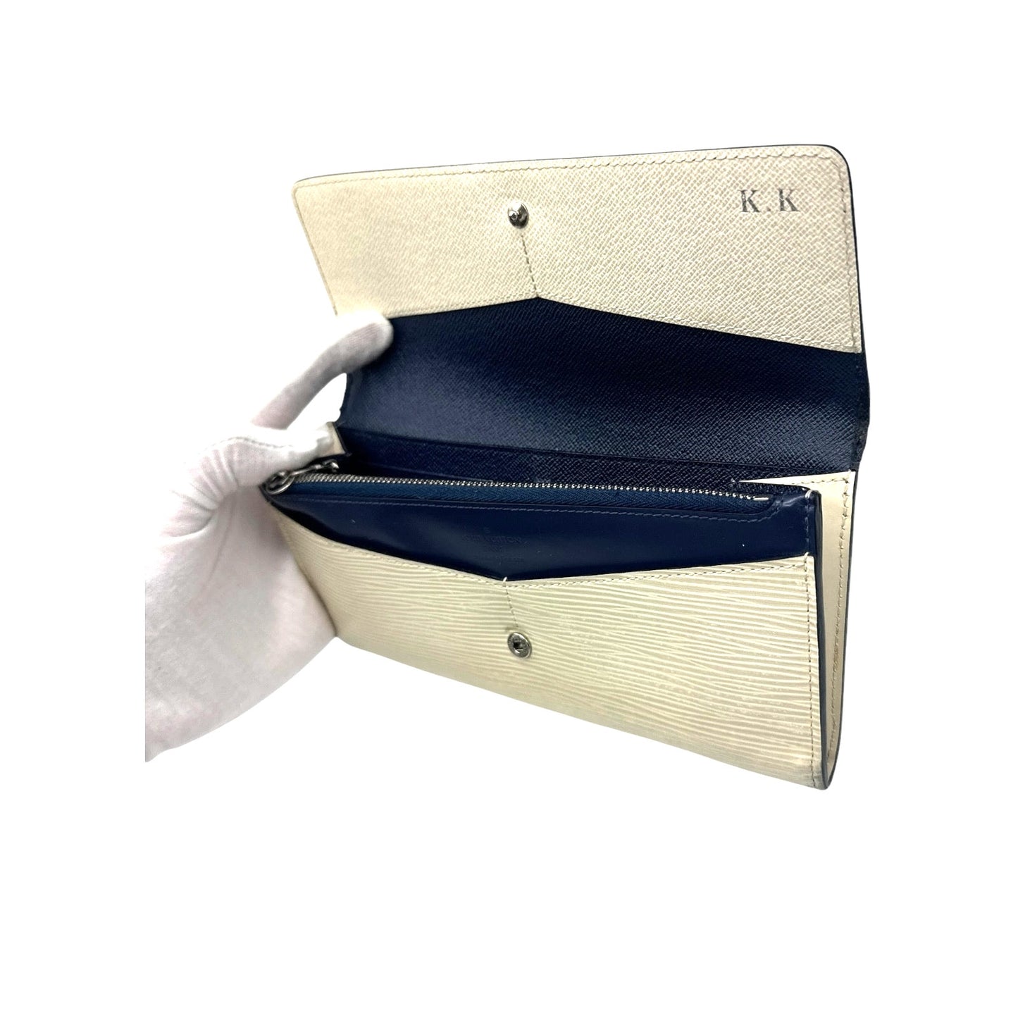 🔴 Louis Vuitton Long Wallet - White Blue Epi Patchwork