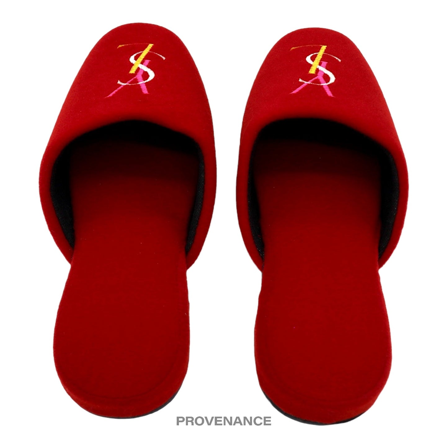 🔴 Yves Saint Laurent YSL Logo Slipper - Red Velour