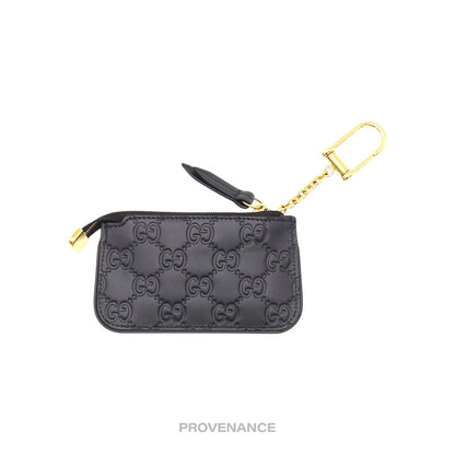 🔴 Gucci Key Pouch Cles - Black GG Guccissima Leather
