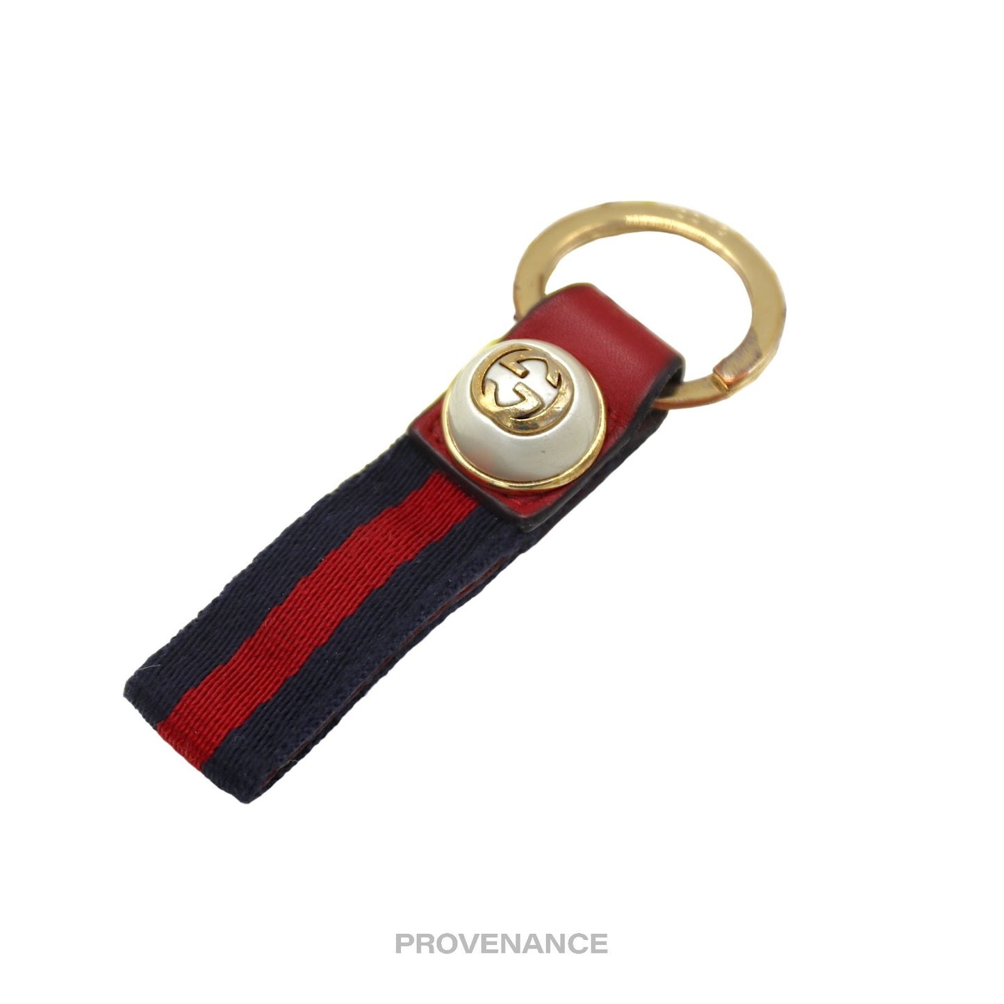 🔴 Gucci Logo GG Keychain -  Signature Web Red/Navy