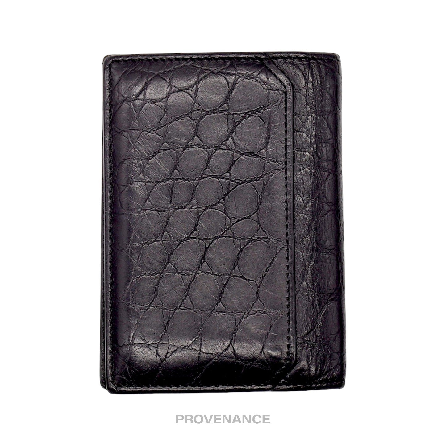 🔴 Saint Laurent Paris SLP Pocket Card Wallet - Black Croc