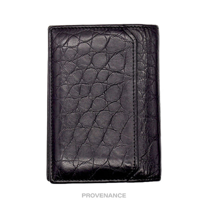 🔴 Saint Laurent Paris SLP Pocket Card Wallet - Black Croc