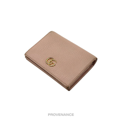 🔴 Gucci GG Marmont Card Holder Wallet - Pink Leather
