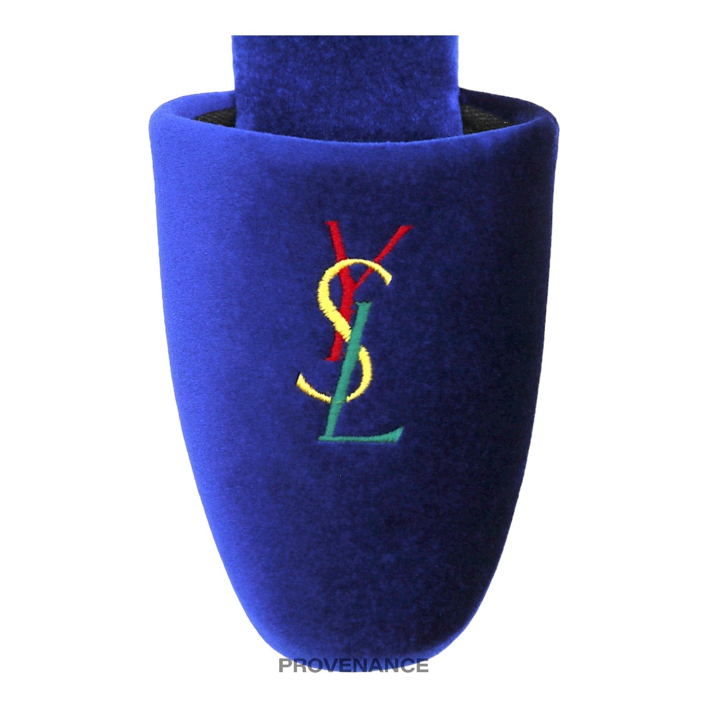 🔴 Yves Saint Laurent YSL Logo Slipper - Blue Velour