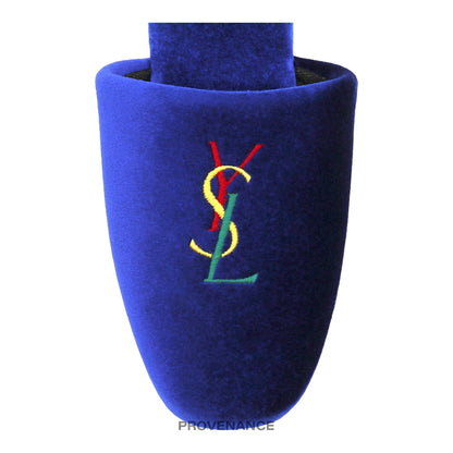 🔴 Yves Saint Laurent YSL Logo Slipper - Blue Velour