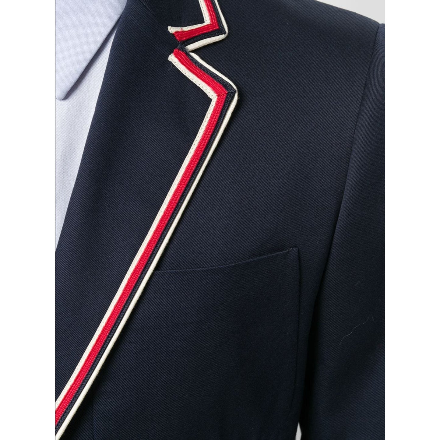 🔴 Gucci Contrast Piping Blazer Jacket Coat - Navy Blue 46