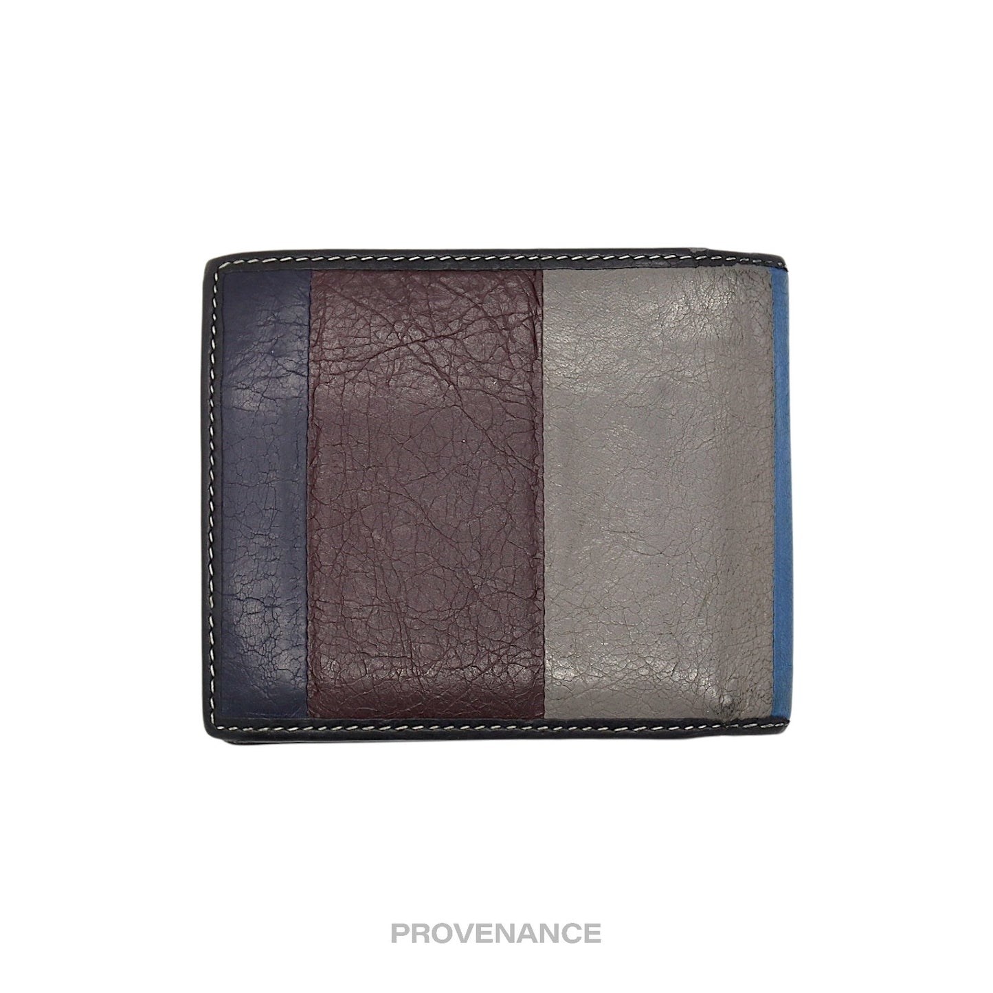 🔴 Balenciaga Bazaar Bifold Wallet - Blue/Black Patchwork