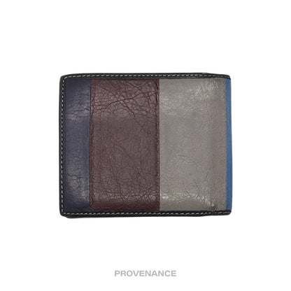 🔴 Balenciaga Bazaar Bifold Wallet - Blue/Black Patchwork