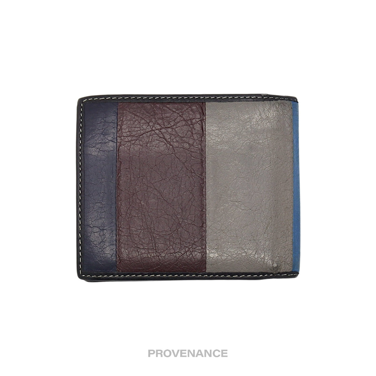 🔴 Balenciaga Bazaar Bifold Wallet - Blue/Black Patchwork