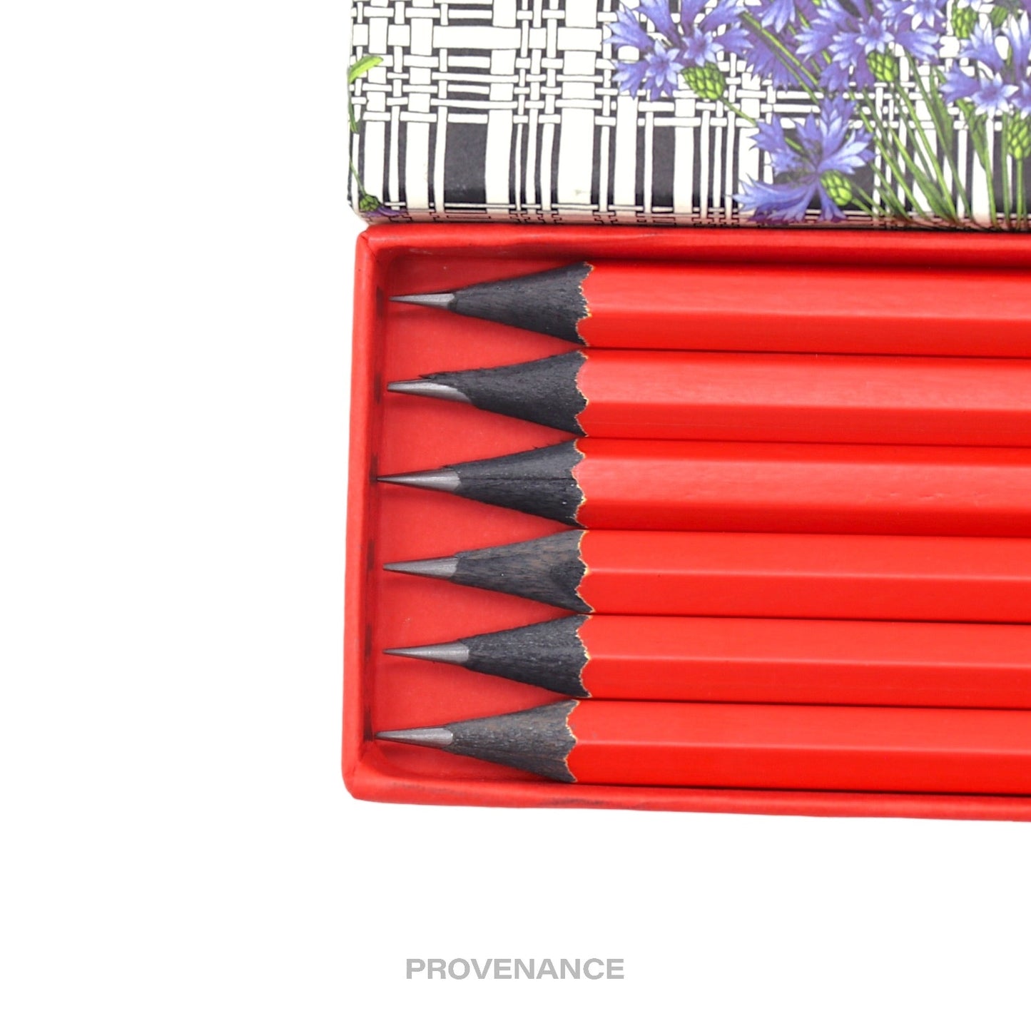 🔴 Gucci 6 Pencil Set Case - Michele Words Floral Red Black