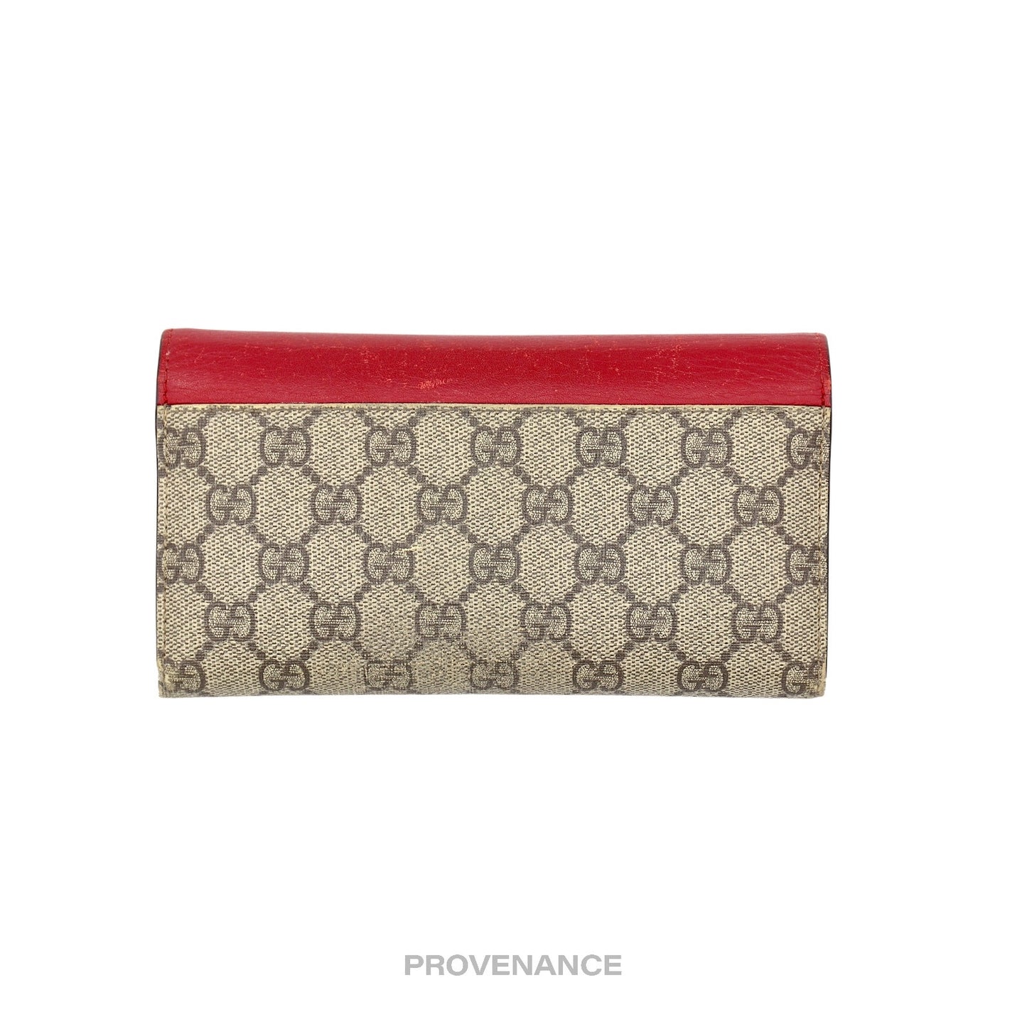 🔴 Gucci Snap Long Wallet - GG Supreme Red Pink